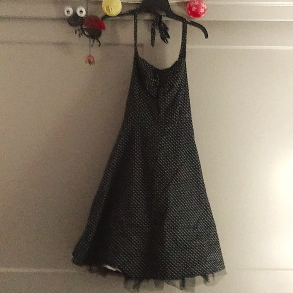 Black and white polka dotted dress
